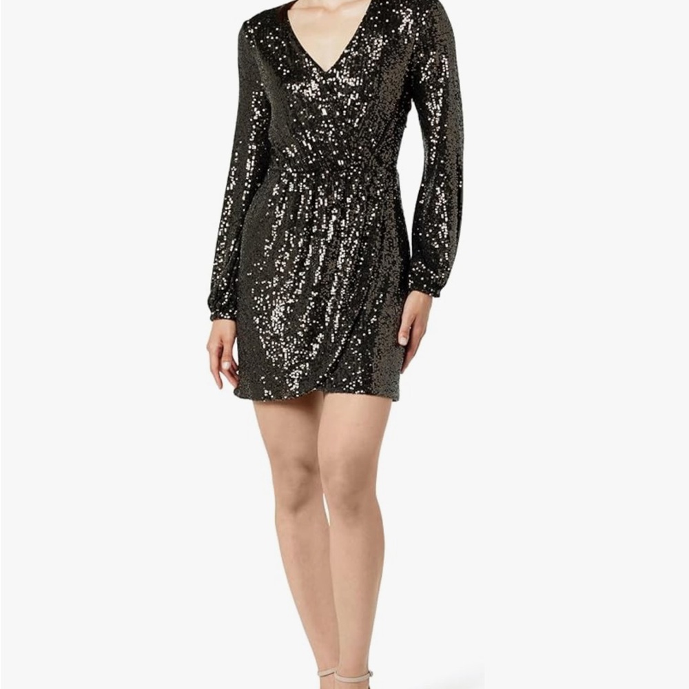 NWOT The Drop Helena Faux Wrap Dress (Bronze)